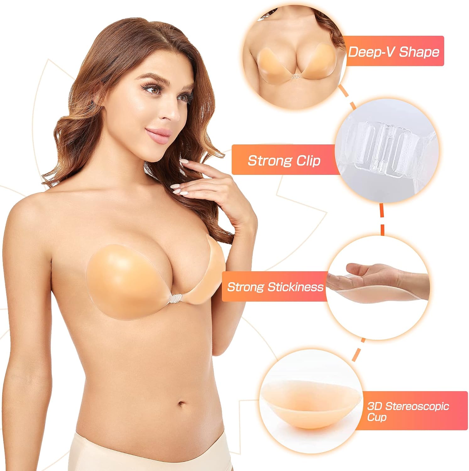 Push-Up Wire-Free Solid Silico - Backless Bra Sticky ulasan dan harga